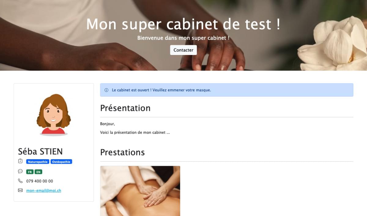 Page d'accueil de votre profile en ligne.