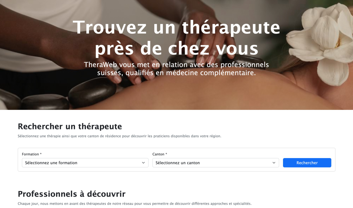 Page d'accueil avec moteur de recherche.